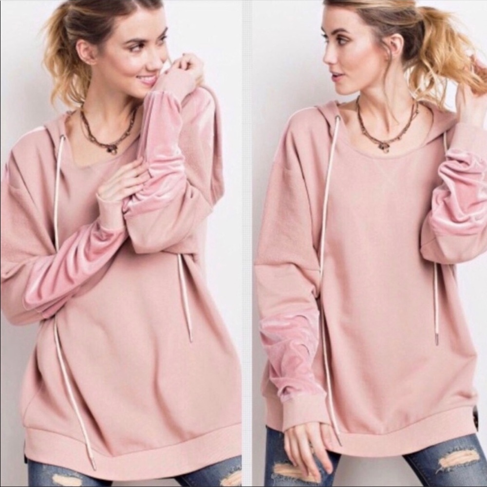 💗Vintage Rose Velvet French Terry Hoodie. Large
